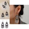 Vintage Alloy Long Dangle Earrings With Silver Finish For Travel And Celebration