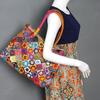 Bohemian Design Leather Bag Flower Contrasting Color Woven Casual Tote Shoulder Messenger Bag Women'S Bag