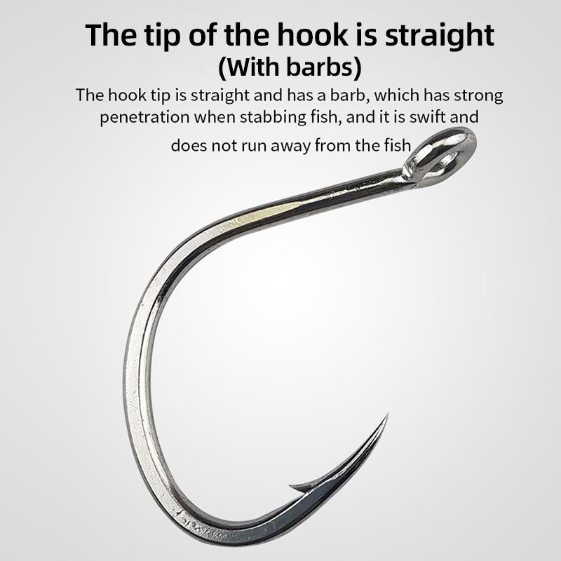 10Pcs Sets Tin-Plated Anti-Rust Jig Hooks with Eyelets High Carbon Steel Deep Sea Fishing Hooks
