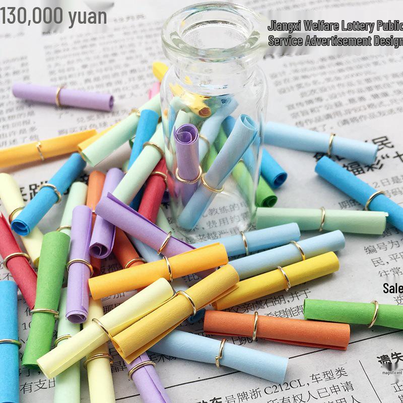 Färgglada mini-önskepappersrullar med metallringar för välsignelsemeddelanden