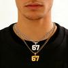 Stainless Steel Number 67 Pendant Necklace Hip Hop Cuban Chain for Men Women
