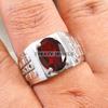Garnet Oval Cut Gemstone With 925 Sterling Silver Ring For Men's #B115 JL375671461488