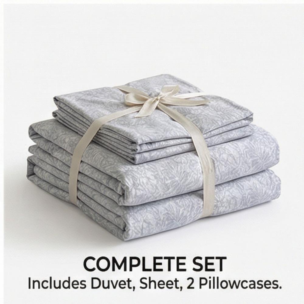 Grynos medvilnės šlifuotos lovos komplektas - Pilnas keturių dalių komplektas, įskaitant visą medvilnę sudarančius paklodę ir užvalkalus pagalvėms - Trijų dalių patalynės komplektas