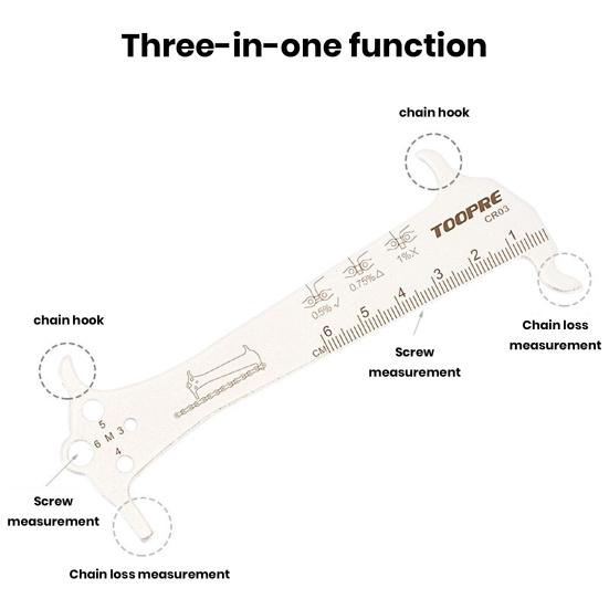 3-in-1 Chain Measurer Ruler Bicycle Chain Wear Indicator Tool High Strength Rustproof Corrosion-Resistant Screw Measurement Bike Gauge Tool