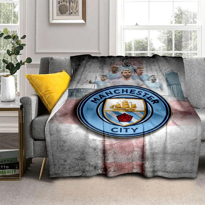 Manchester City Football Badge Print Blanket Camping Trip Soft And Comfortable Sheet Gift Digital Printing