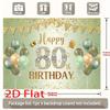 1 Happy 80th birthday background - Scottish green and gold glitter balloons, crown and gift design, polyester 2D decoration