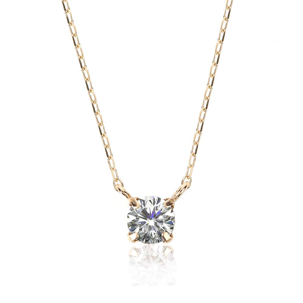 

PLUSTER Ожерелье для одного бриллианта Натуральное 10К желтое золото 40см Коробка Гипс День Женщины, (Бриллиант 0,08 карата), Цепочка, [Подарочный набор], Ювелирные изделия, Подарок для мамы,