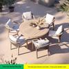 Teak Rattan Outdoor Dining Set: Waterproof Table & Chairs for Terrace or Garden