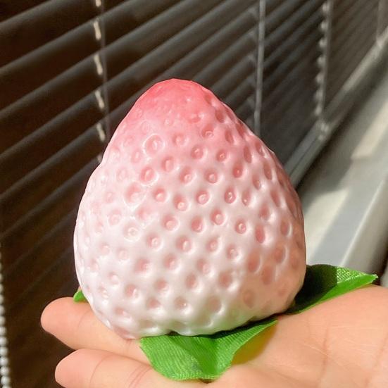 Strawberry Squeeze Toy Soft Stress Ball TPR Slow Rebound Decompression Toy Realistic Pink White Strawberry Shape Portable Fidget Toy