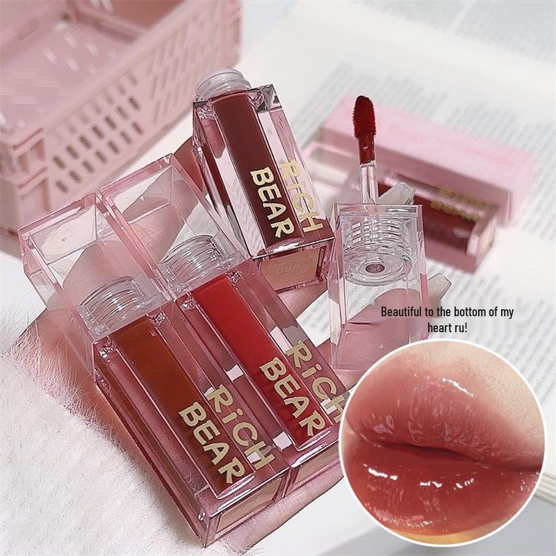 Rich Bear Glazed Lip Tint: Lustrous, Long-lasting, Water-Gloss Shine, Vibrant Colors
