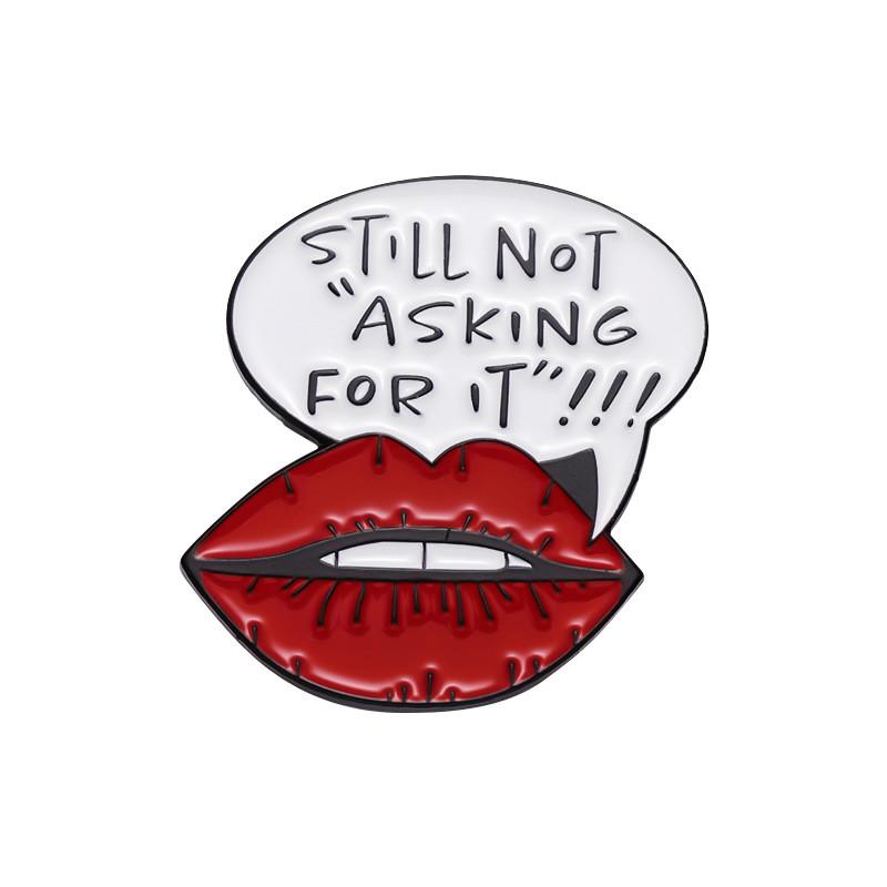 Alloy Brooch Playful Featuring Striking Red Lip Design And Quirky Expressions English
