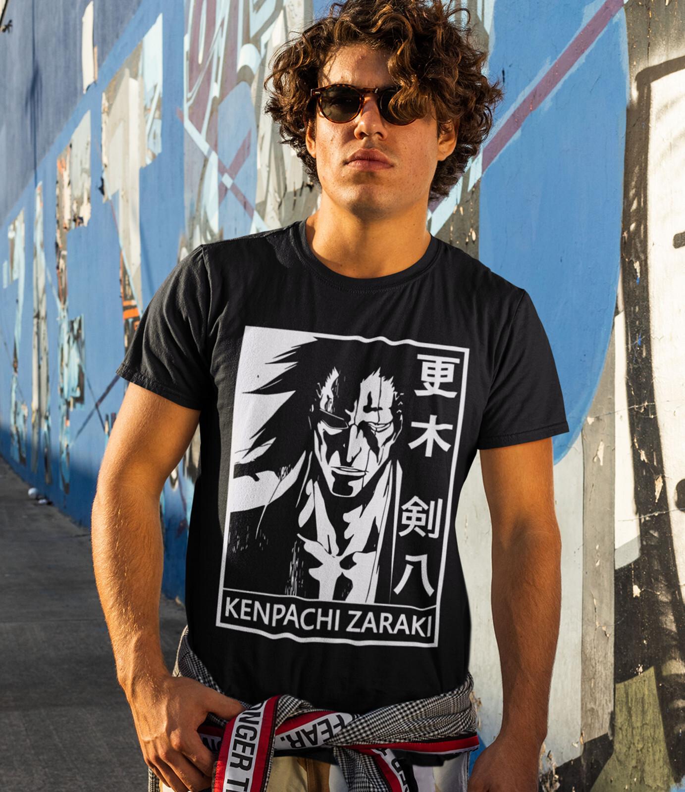 BLEACH Kenpachi T-shirt Zaraki Japanese Anime Manga Black And White All Size XXXL