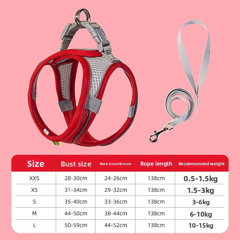 

Cat Leash, Kitten for Walking, Cat Leash, Puppy Protection Against Breaking Free, Vest Style Pet Garden L серый/красный
