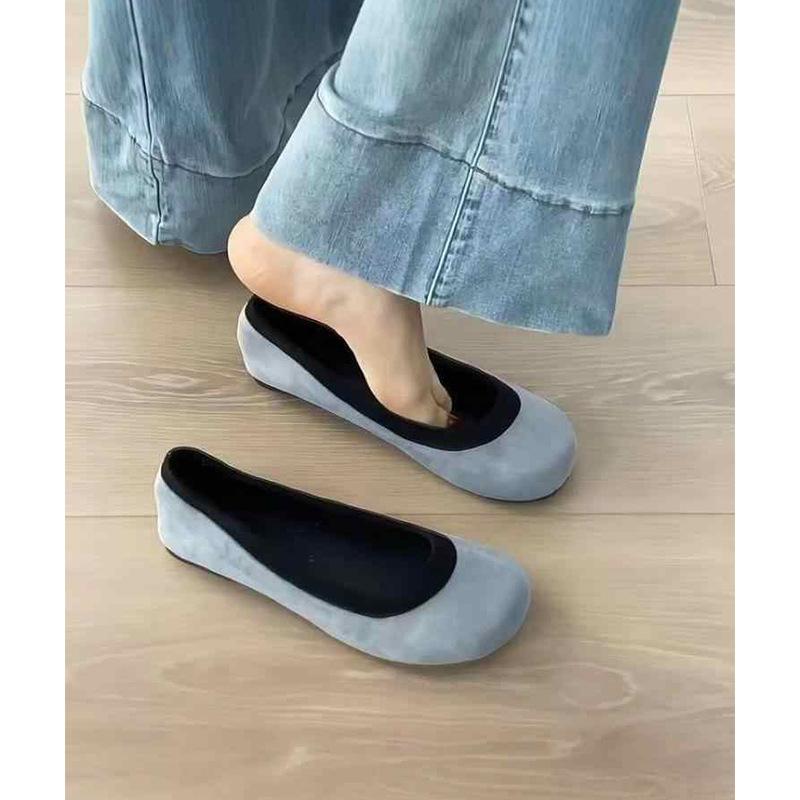 

Версия из мягкой кожи~ Балетки женские 2025 новые весна и осень Сяосянфэн лоферы на одном ходу одинарная обувь плоские туфли-бини 35 синий