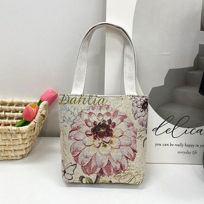 Stile etnico femminile da turismo ricamo elefante piccola borsa a mano fiore intrecciato borsa a tracolla in tela borsa per studenti quattro stagioni