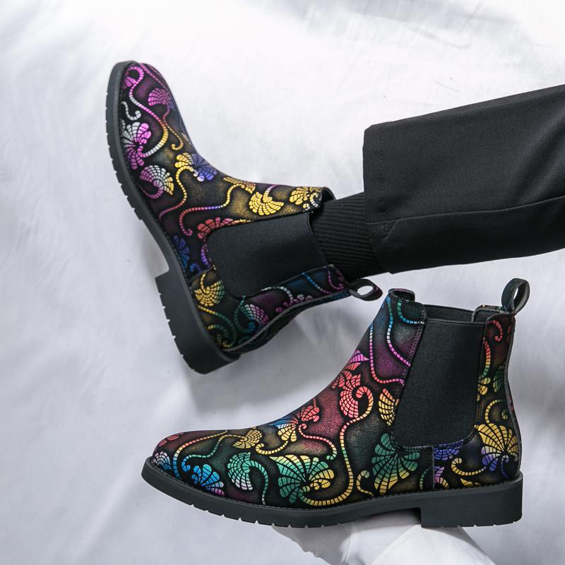 Fashion Pointed Toe Men's Walking Boots Leather Fashion Low Top Dress Shoes New Men Brand Chelsea Male Boots Classic Mens Slip on Shoes