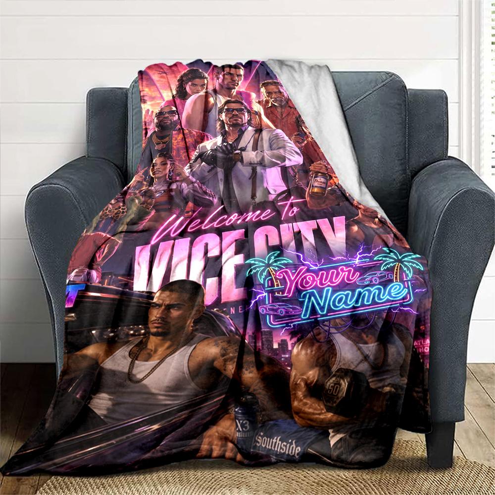 Gta Personalized Name Blanket Multi-purpose Personalized Blanket Soft Warm Cozy Perfect for Livingroom Office Picnics Chair for All Occasions