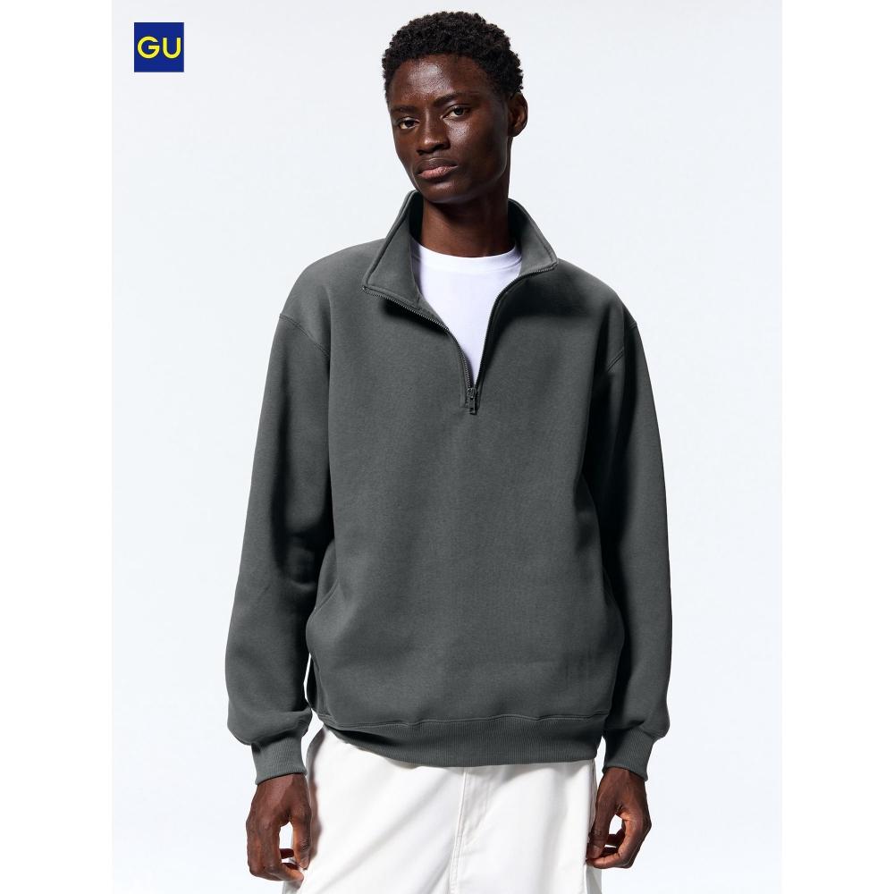 

Uniqlo Gu Тяжелый свитер с застежкой-молнией на половину длины 09 BLACK/MEN S