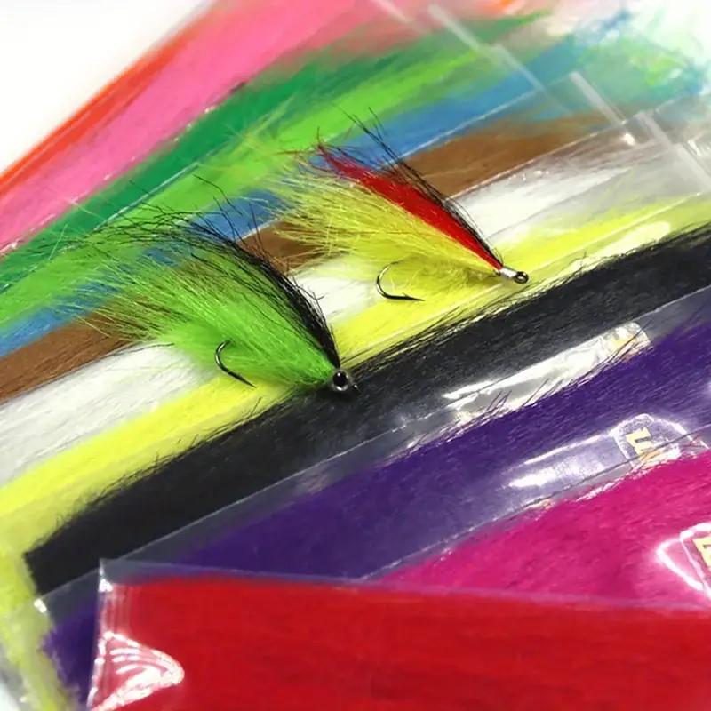 13packs Mix Color Long Fiber Craft Fur With Fish Head Head Streamer Bait Fish Fly Tying Material Furable Soft Synthetic Fiber