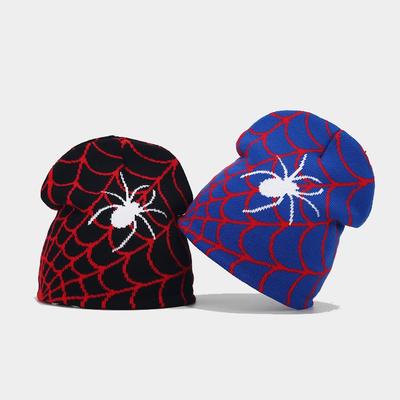 Hot Sale Gothic Spider Web Jacquard Knitted Hat Men's Hip Hop Warm Outdoor Wool Hat Women's Cold Hat