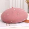 Vintage Wool Beret Pearl Rhinestone Decor Women Autumn Winter Hat Multi Color
