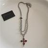 Cross Heart Red Stone Hand Bone Pendants Choker Chain Necklace Ins Punk Goth Charm Korean Men Women Y2K EMO Accessories Jewelry