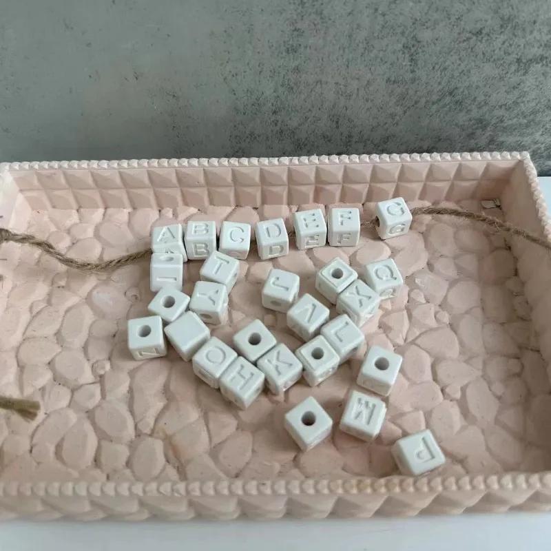DIY Square Bracelet Silicone Mold 26 Letter Bead Mould Home Gypsum Decoration Ornament Drip Glue Mold Handmade Jewelry Bead Mold
