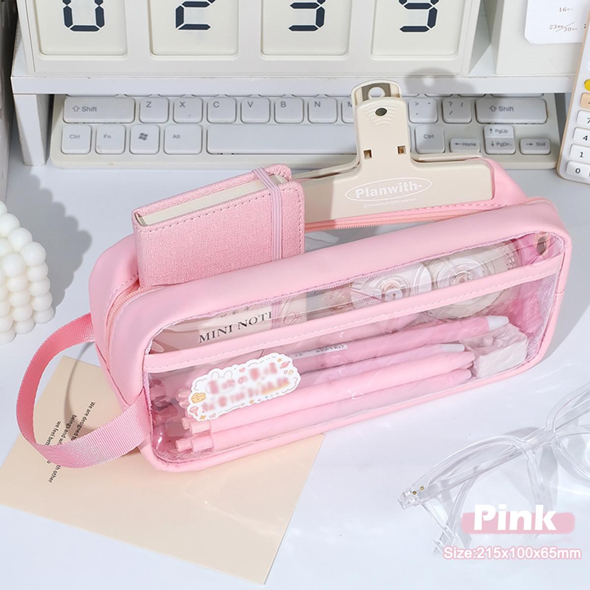 

Kawaii Pencil Case Bag Portable Transparent Pen Pouch Box Waterproof for Girls Back to School Supplies Cute Korean Cancilware