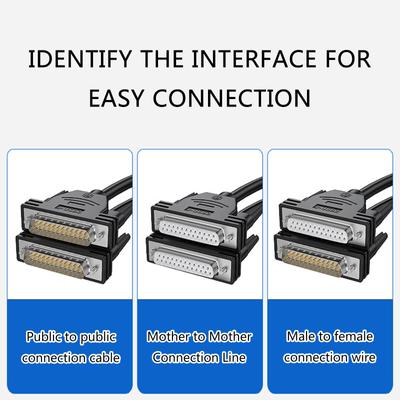 DB25 Datenkabel Männlich Weiblich Serielles Verlängerungskabel 26AWG Vernickelung Hochtemperaturbeständiges Druckerdatenkabel