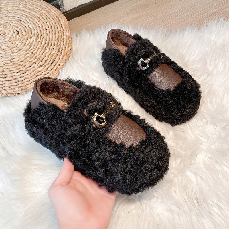 Thick-soled Heightening Fluffy Shoes Women's 2025 New Winter Wear Velvet Cotton Shoes Internet Celebrities Wear Two Beanie Shoes