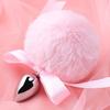 Stainless Steel Anal Plugs with Bunny Tail Tapered Faux Fur Silicone-Free Butt Plugs for Beginners Comfortable