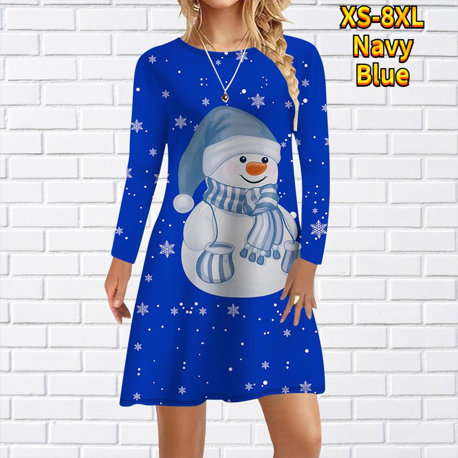 Женское повседневное платье с милым принтом снеговика — фото 5