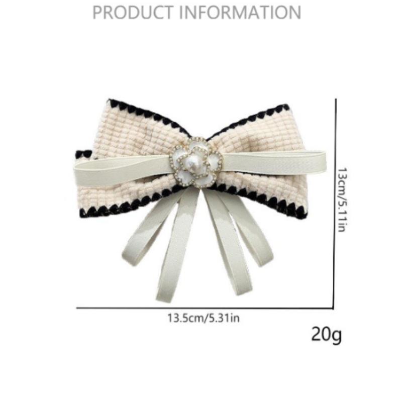 Brož Corsage s mašlí a kamélií z imitace perel Černá Jednoduchá smuteční brož Doplňky na výstřih Špendlíky na límec košile