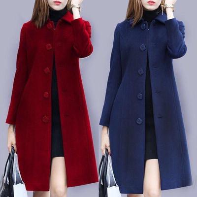 Women's Mid-Length Wool Coat, 2025 Autumn/Winter, Hepburn Style, Slim Fit, Plus Size