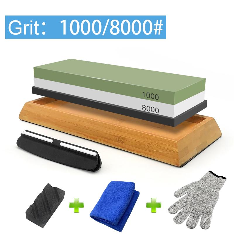 7Pcs Set Sharpening Stone Set Grit 240-8000# Whetstone Grindstone With Wooden Base Angle guide Woodwork Tool Grinding System