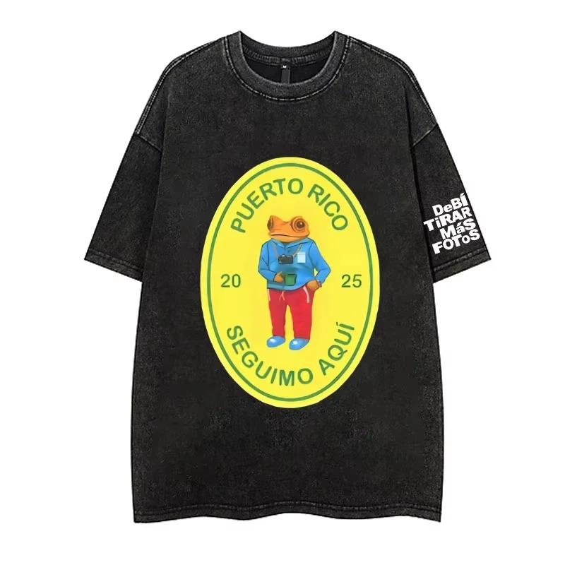 Vintage Washing T Shirt Bad Bunny DeBi TiRAR MaS FOToS DTMF T-shirt Men Fashion Cotton Wash Tshirts Male Hip Hop Gothic Tees