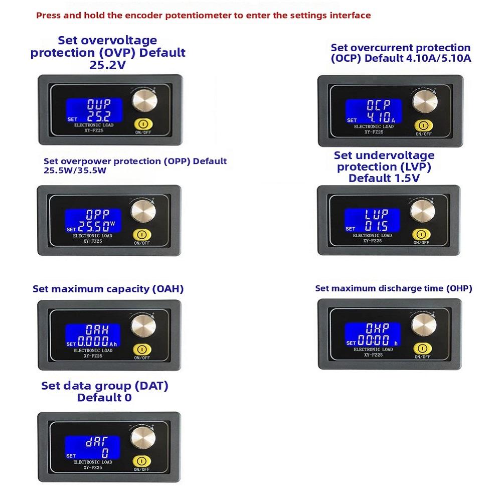 FZ25 FZ35 Electronic Load Module for Battery with Adjustable Current from 0 00 to 5 00A and Multiple Protection Features