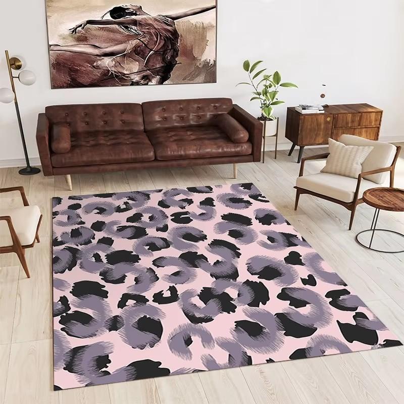 Tiger Stripe Leopard Print Carpet Nordic Household Living Room Washable Non Slip Rug Bedroom Bedside Carpet Large-area Floor Mat