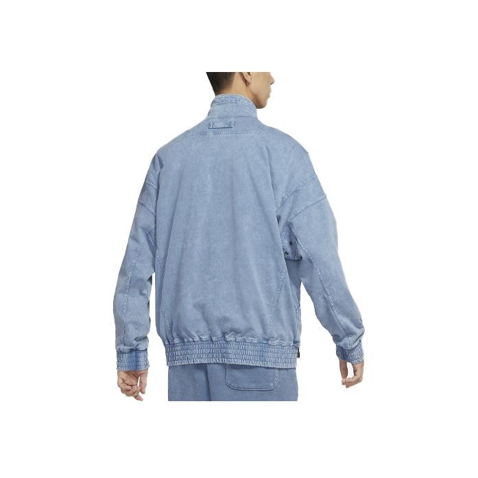 Nike Sportswear Solid Logo Casual Denim Long Sleeve Stand Collar Jacket Men Jacket Stone-Blue DV3314-410