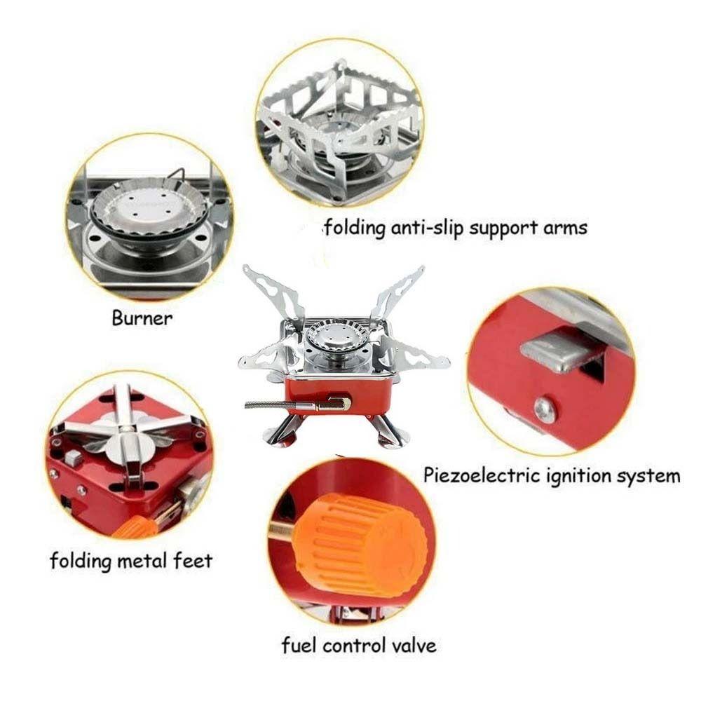 High Power Folding Gas Burner 2800W Fondue Gas Cooker Tea Stove Square Cassette Stove Outdoor BBQ