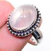 Rose Quartz Gemstone Handmade 925 Sterling Silver Jewelry Ring Size 8.5