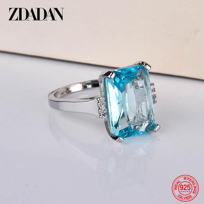 925 Sterling Silver Charm Topaz Ring for Women Luxury Wedding Jewelry Party Gift