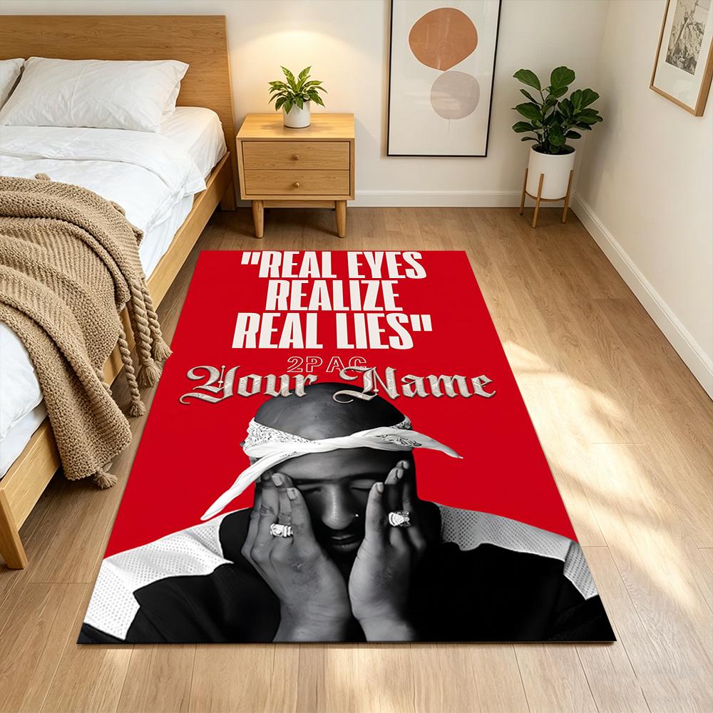 2pac Customize Text Carpet Design for Playrooms Living Rooms Balcony Hallway Anti-slip Rug Office Home Decor Best for Christmas