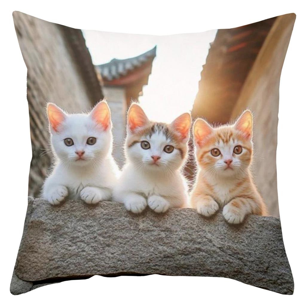 Cute Cat Pillows With Nature Scenes For Home Decor Polyester pillowcase, sofa decorative cushion cov Headboard Pillow