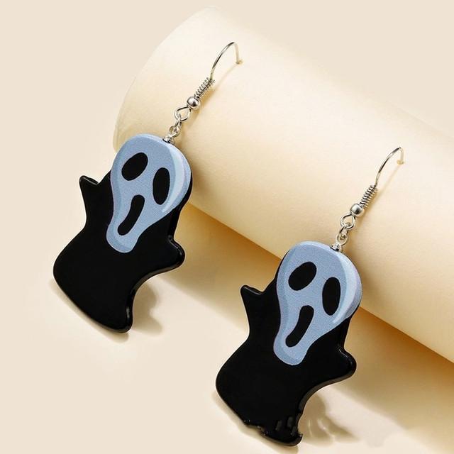 Halloween Women 'S Earrings Funny Cartoon Black Spider Black And White Ghost Skull Hand Pendant Earrings Ladies Cosplay Jewelry
