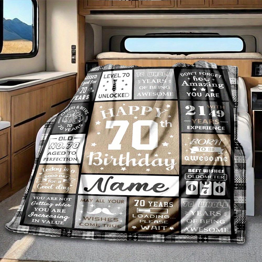 Happy 70Th Birthday Customize Your Name Rv Blanket Soft Cozy Lightweight Allseason Multipurpose Blanket For Travel Camping Picnics Sofa Rv Bed Living
