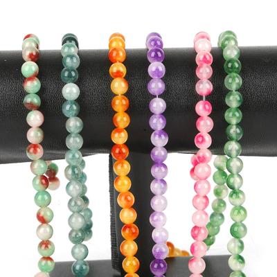 Bunte Jade Runde lose Perlen Naturstein Abstandshalter 6-12mm für DIY Schmuck