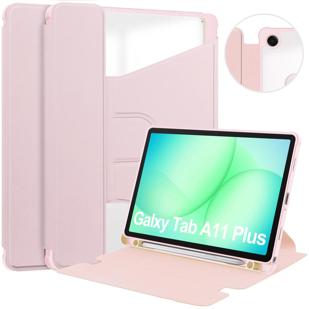 For Samsung Galaxy Tab A11+ Case 360° Rotary Stand PU Leather+Acrylic Tablet Cover (Without Keyboard)