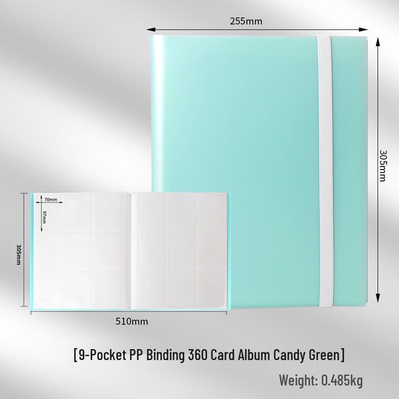 4-Pocket Solid Color PP Card Storage Album with Elastic Band, Large Capacity for Game Cards or Photos - Holds 160 Cards