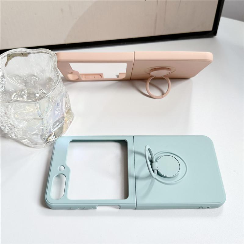 Applicable To Samsung Zflip7 Liquid Silicone Zflip6 Ring Mobile Phone Case Zflip4 Folding Screen Protective Case Foreign Trade